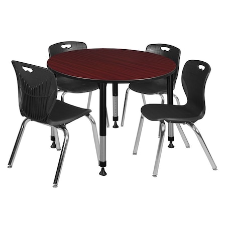 Regency Tables > Height Adjustable > Round Table & Chair Sets, 48 W, 48 L, 23-34 H, Mahogany TB48RNDMHAPBK40BK